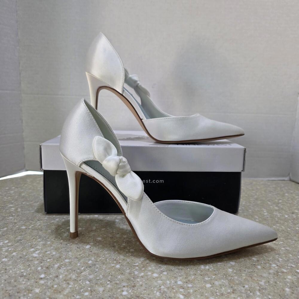 Nine West Fhalon Bridal Satin d'Orsay Pumps White Satin Women's size 8